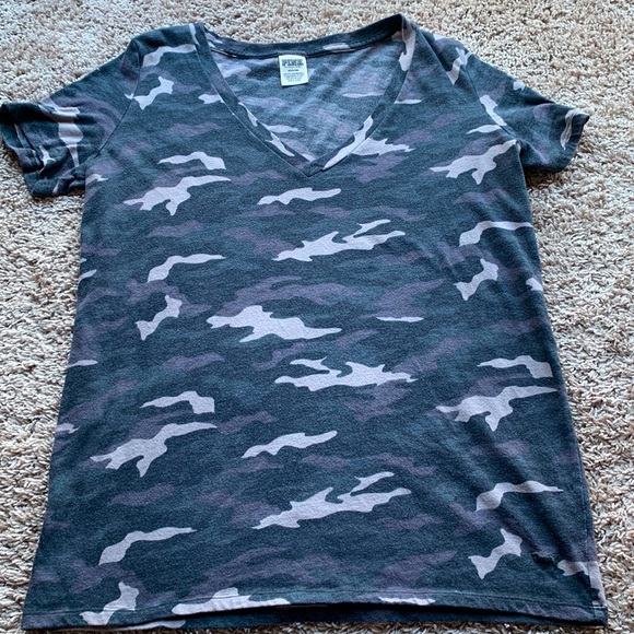 PINK Victoria's Secret Tops - Victoria’s Secret Pink camo vneck tee
